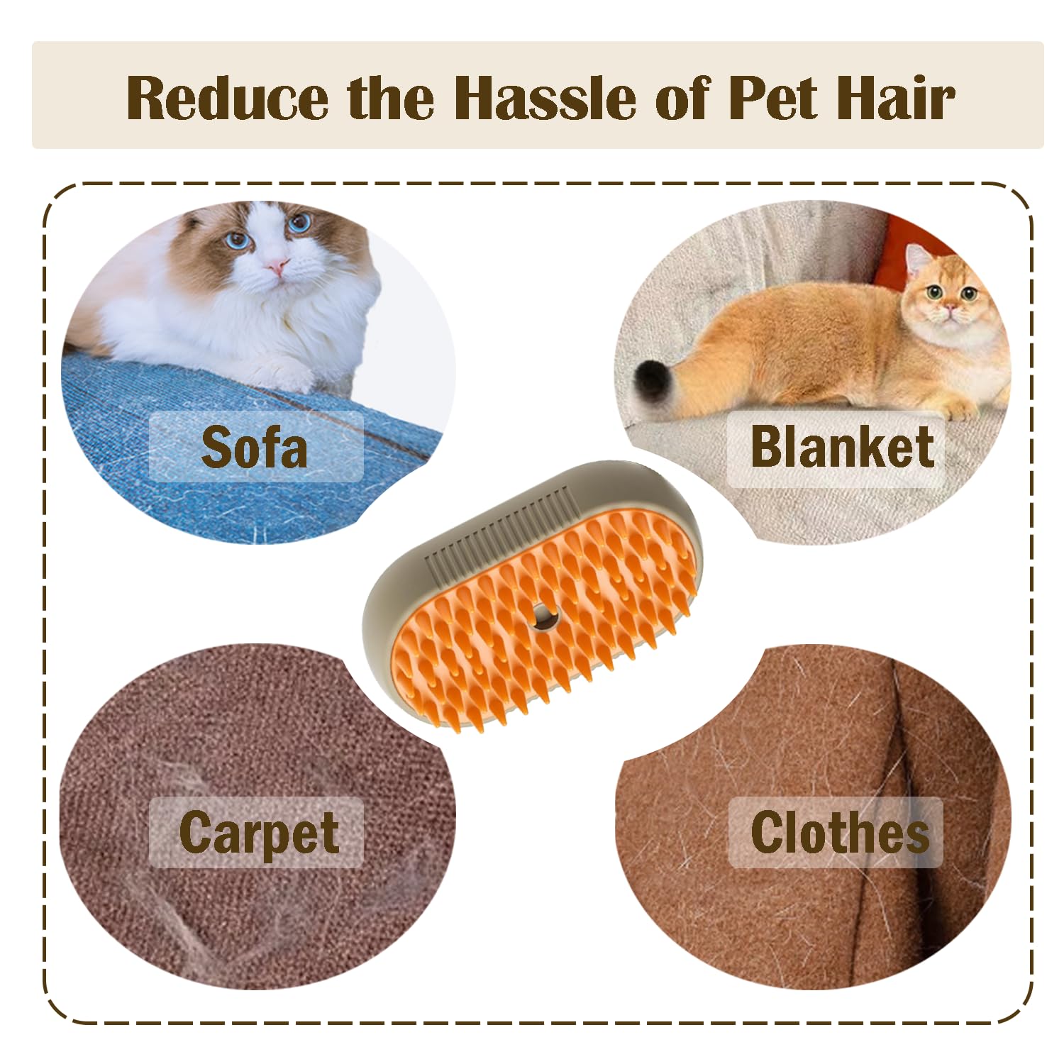 3-in-1 Electric Steam Pet Brush