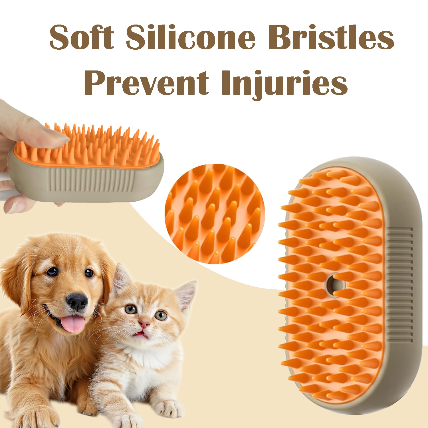 3-in-1 Electric Steam Pet Brush
