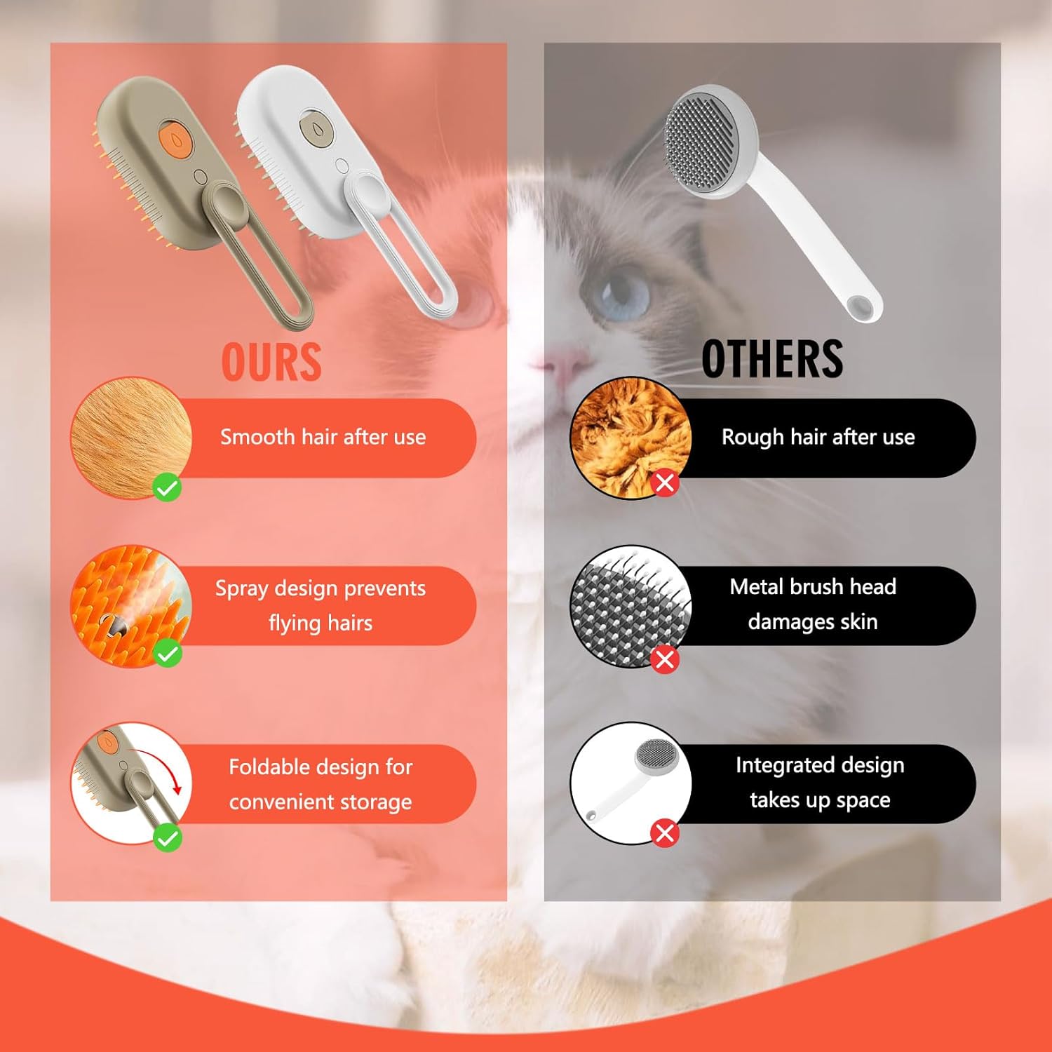 3-in-1 Electric Steam Pet Brush