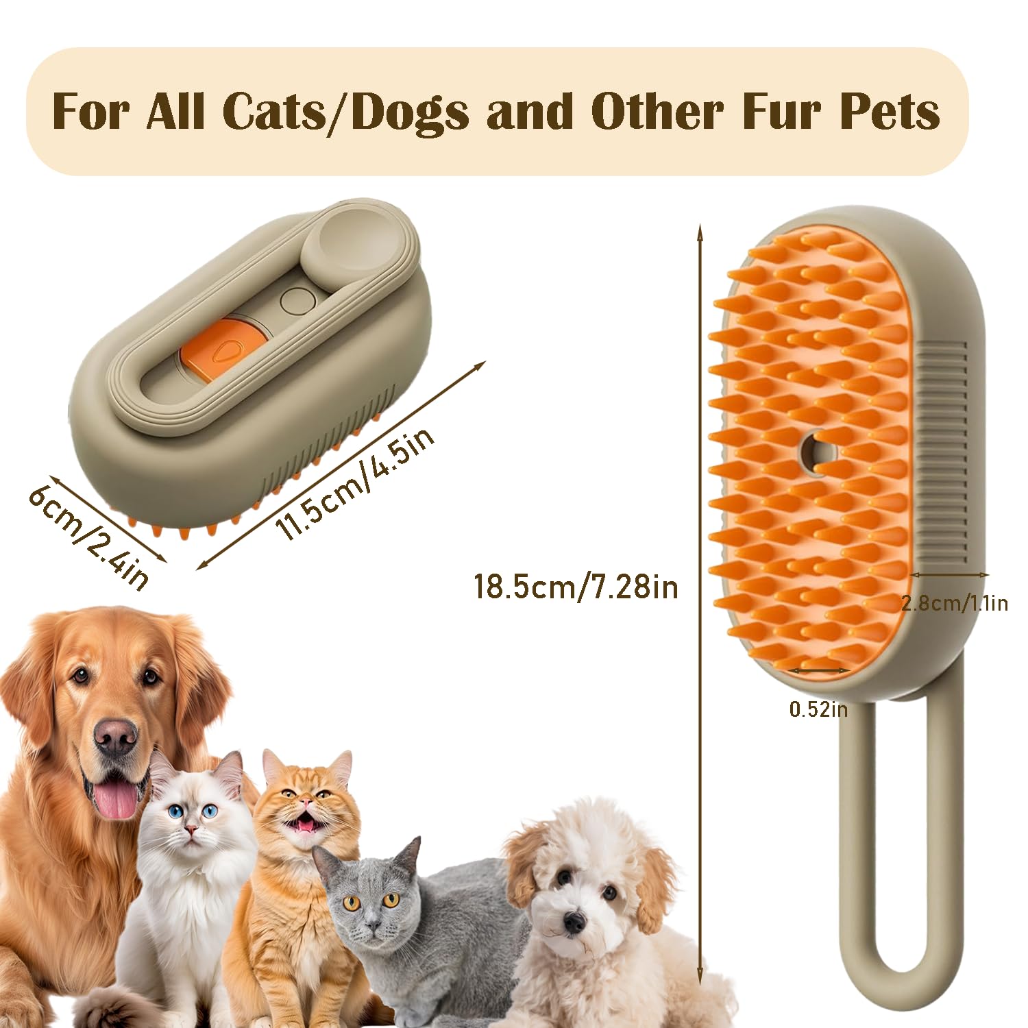 3-in-1 Electric Steam Pet Brush